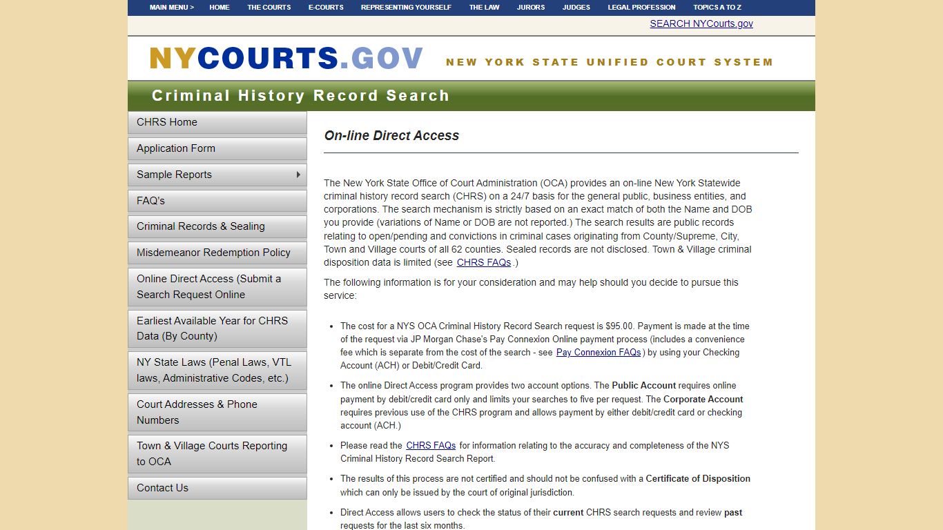 On-line Direct Access | NYCOURTS.GOV - Judiciary of New York