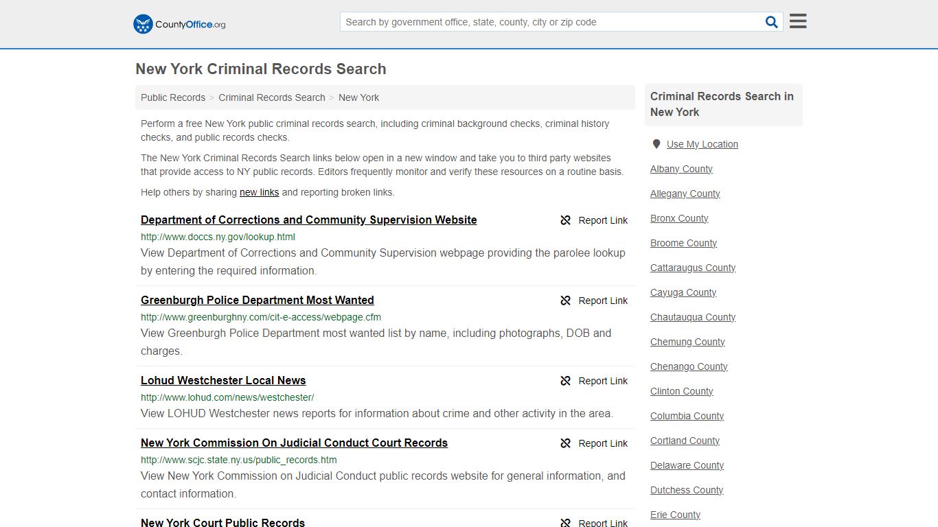 New York Criminal Records Search - County Office